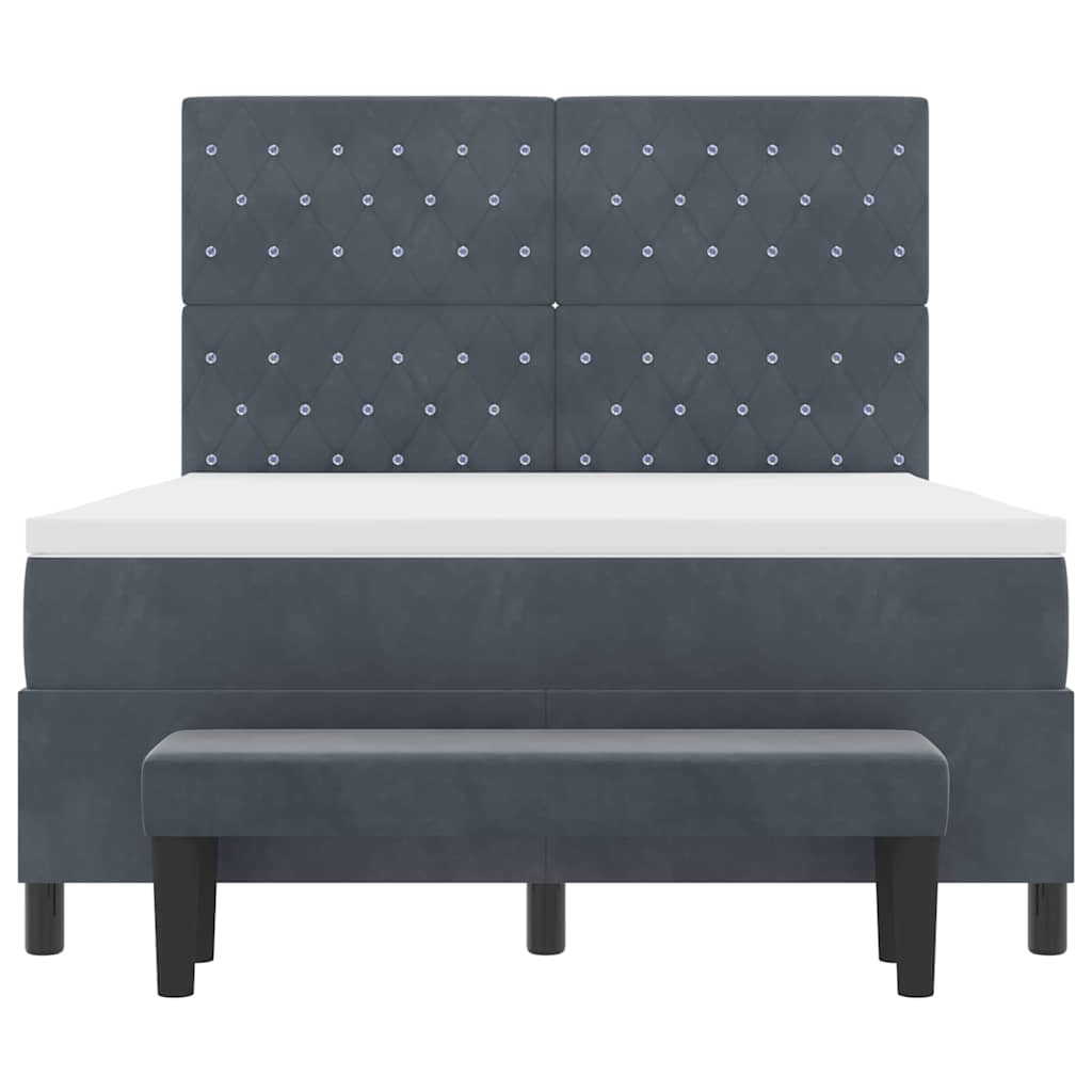 Box spring seng med hovedgærde Mørkegrå 200 x 160 cm Fløjl