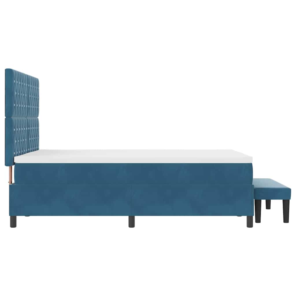 Box spring seng med hovedgærde Mørkeblå 200 x 160 cm Fløjl
