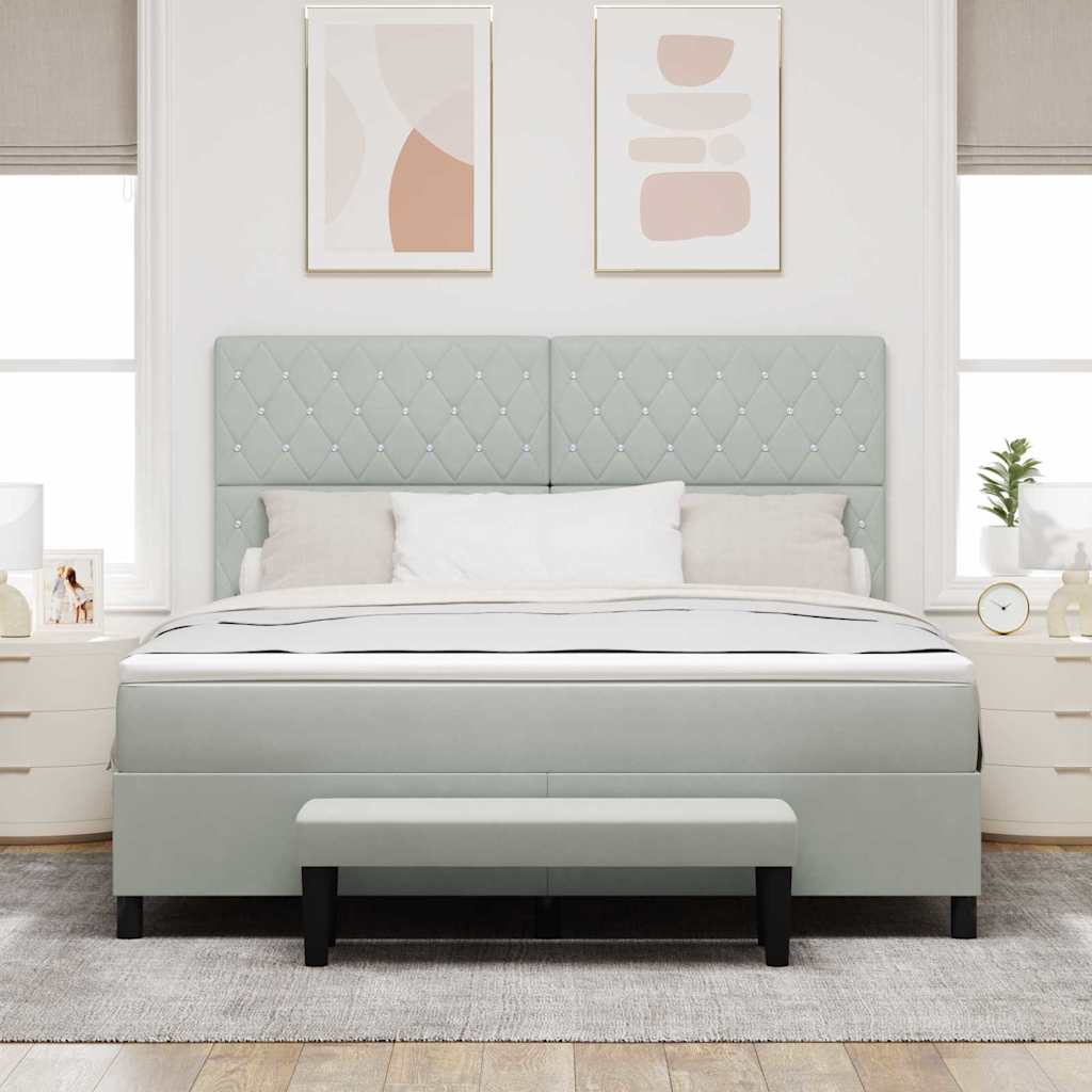 Box spring seng med hovedgærde Lysegrå 200 x 180 cm Fløjl