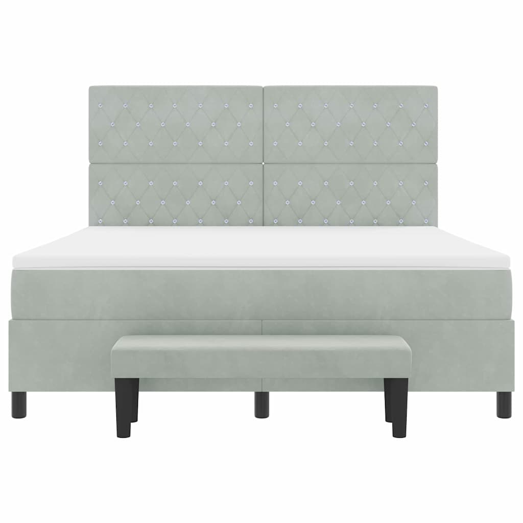 Box spring seng med hovedgærde Lysegrå 200 x 180 cm Fløjl
