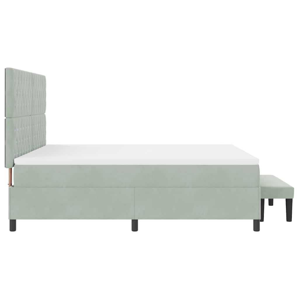 Box spring seng med hovedgærde Lysegrå 200 x 180 cm Fløjl