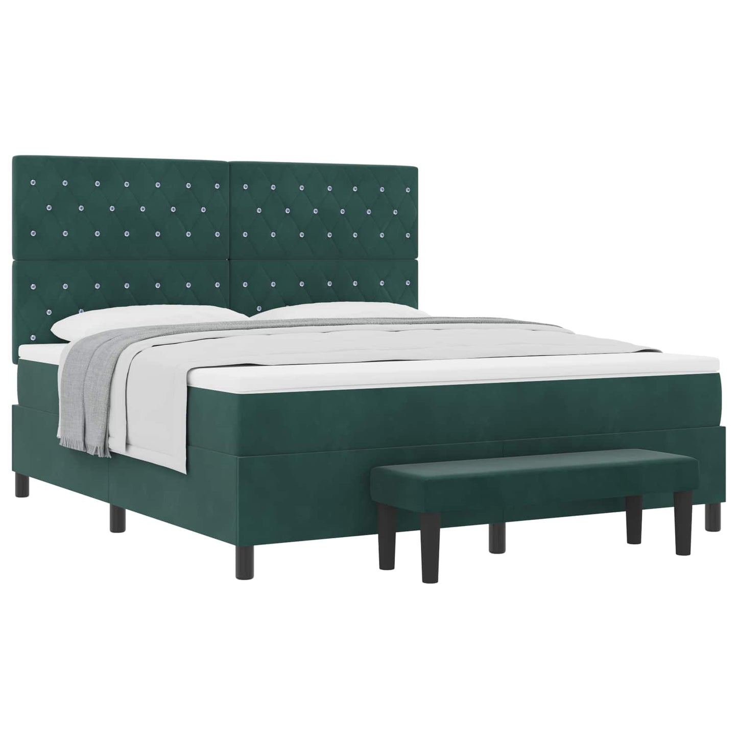 Box spring seng med hovedgærde Mørkegrøn 200 x 180 cm Fløjl