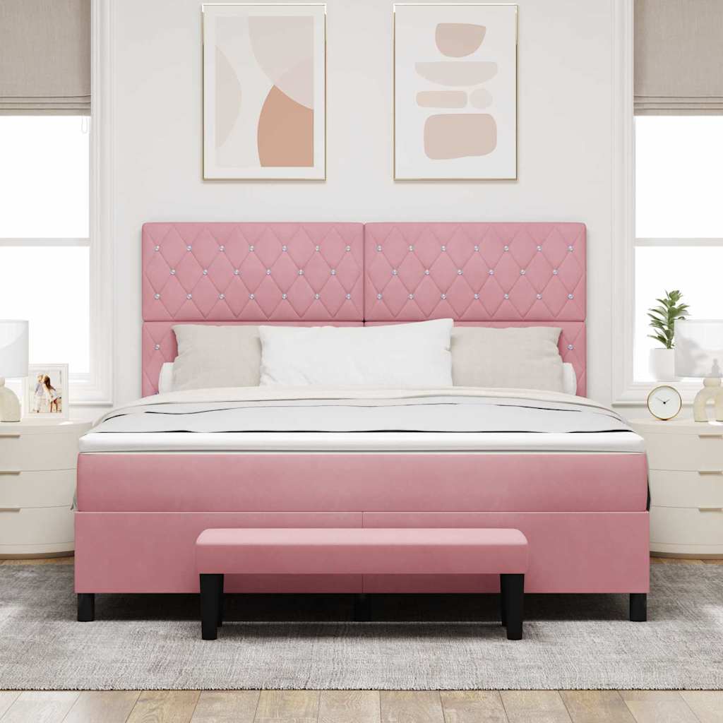 Box spring seng med hovedgærde Lyserød 200 x 180 cm Fløjl