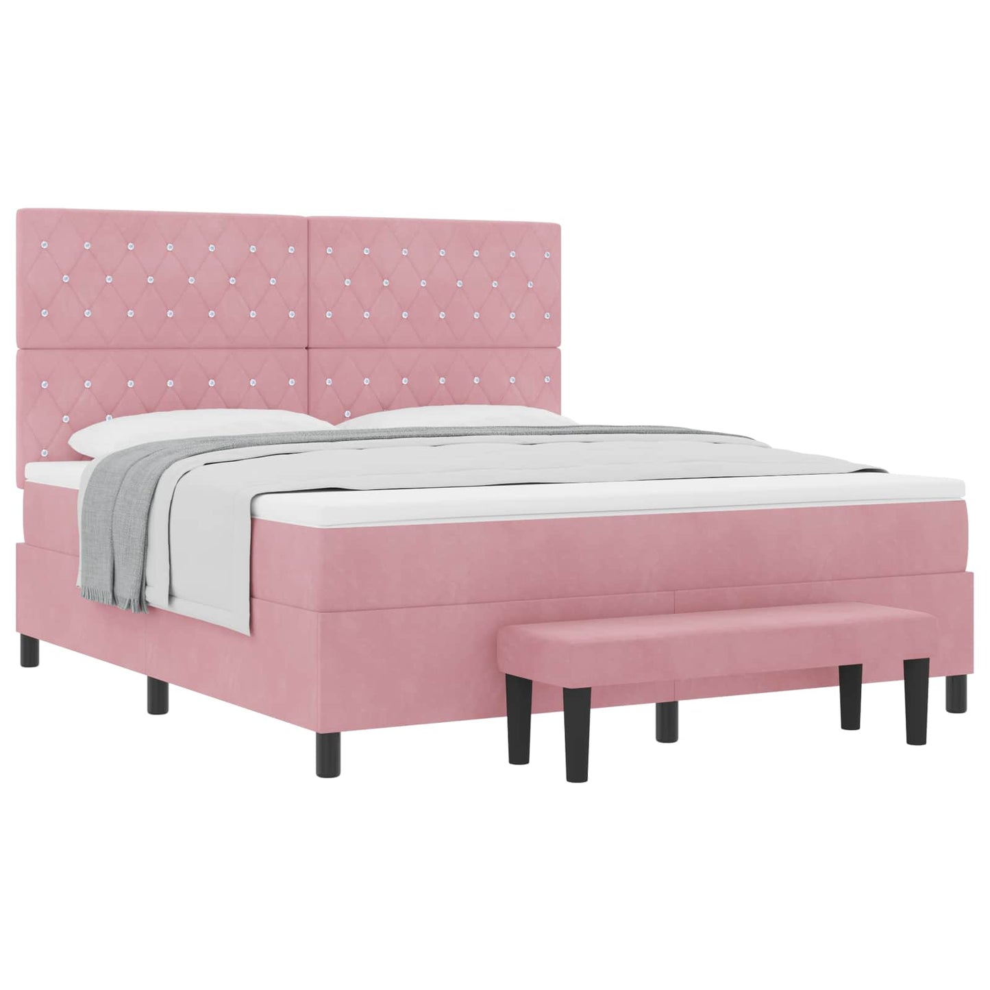 Box spring seng med hovedgærde Lyserød 200 x 180 cm Fløjl