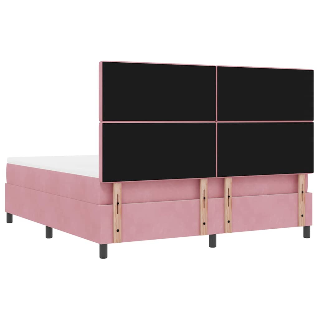 Box spring seng med hovedgærde Lyserød 200 x 180 cm Fløjl