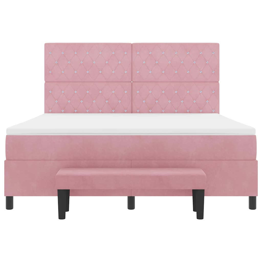 Box spring seng med hovedgærde Lyserød 200 x 180 cm Fløjl