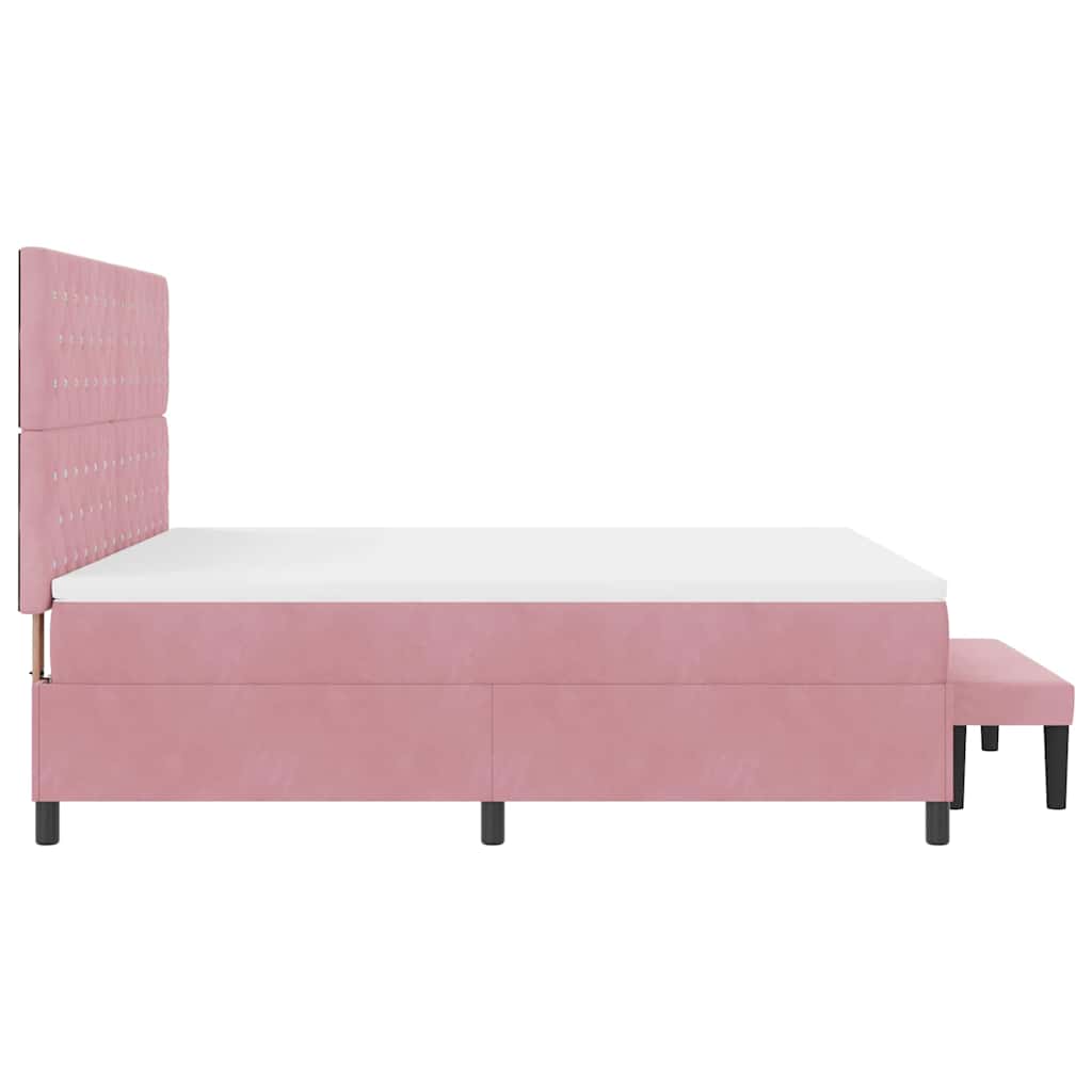 Box spring seng med hovedgærde Lyserød 200 x 180 cm Fløjl
