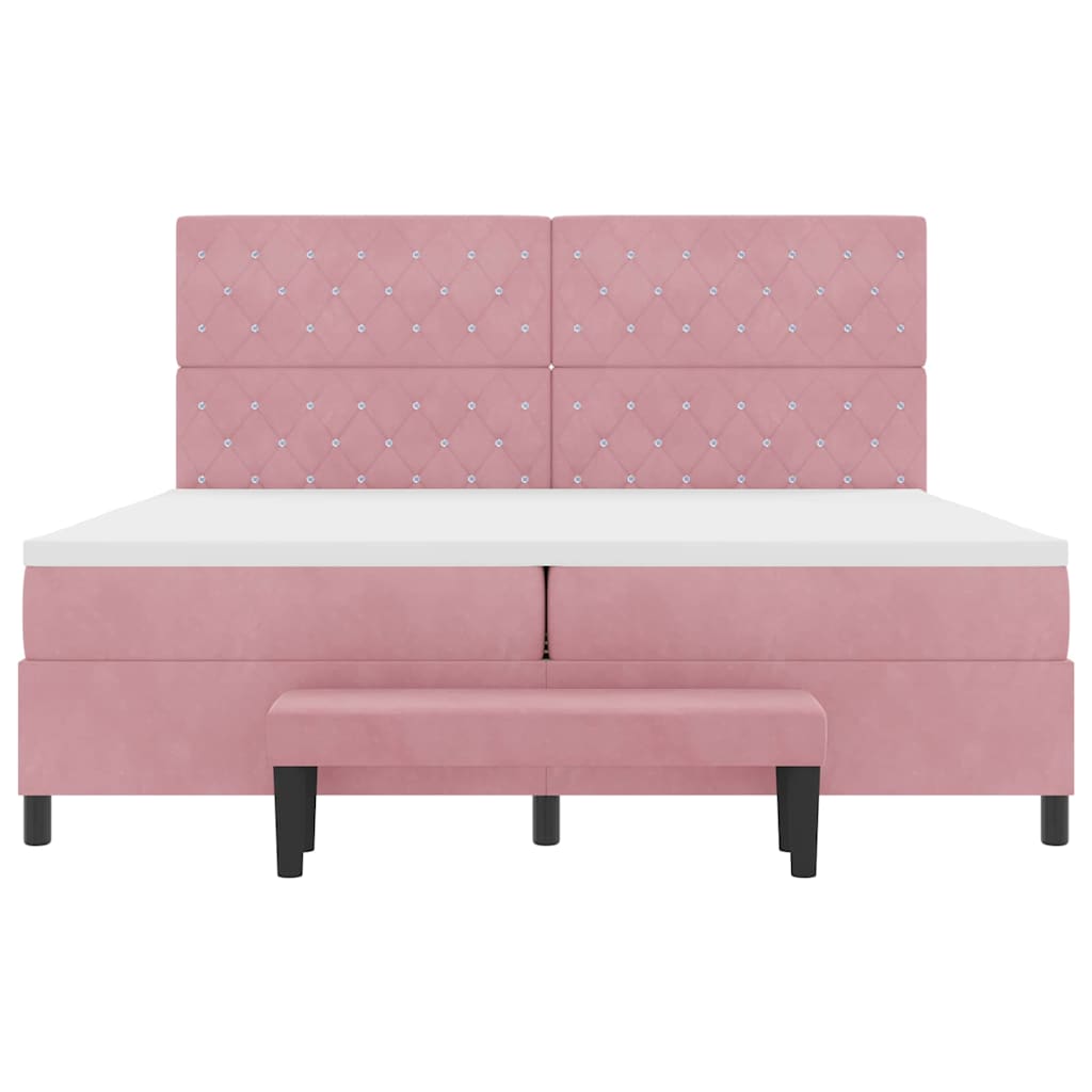 Box spring seng med madras Lyserød 200 x 200 cm Fløjl