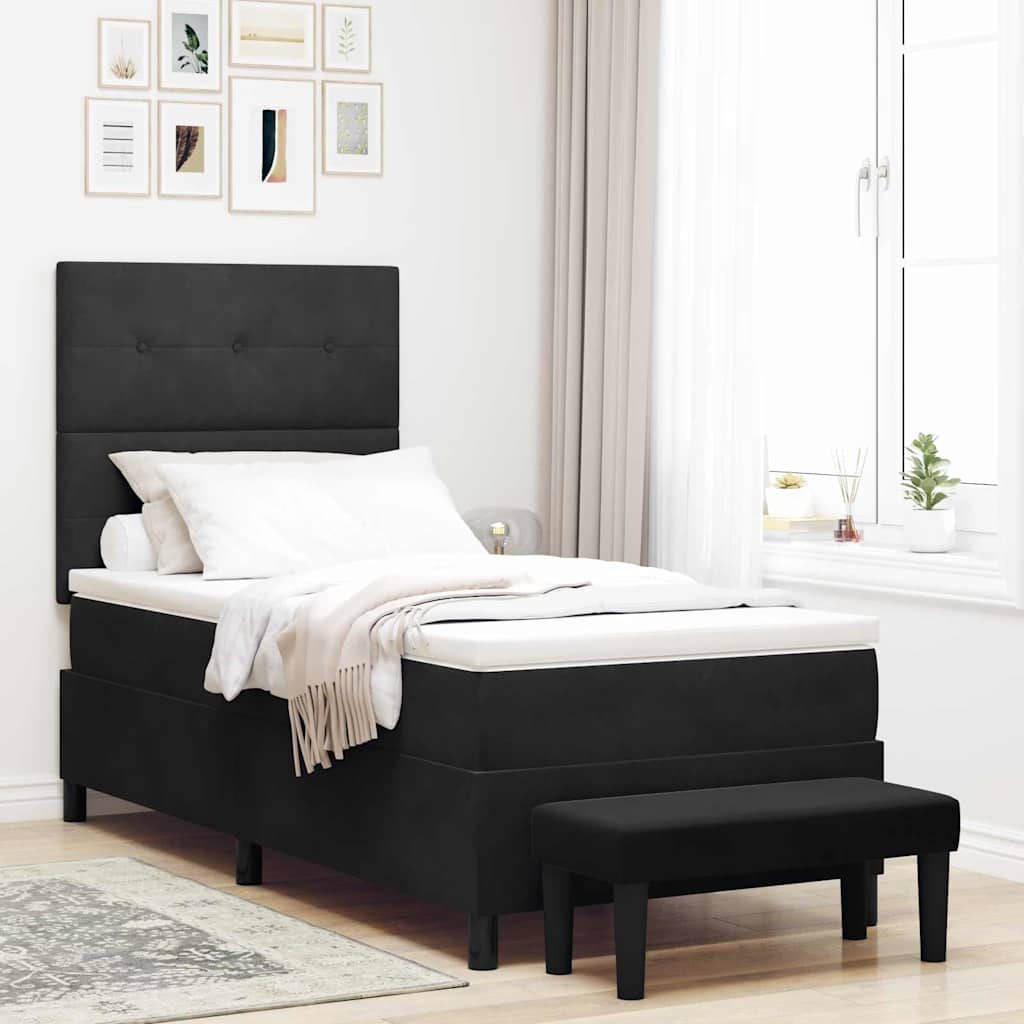 Box spring seng med hovedgærde Sort 200 x 80 cm Fløjl