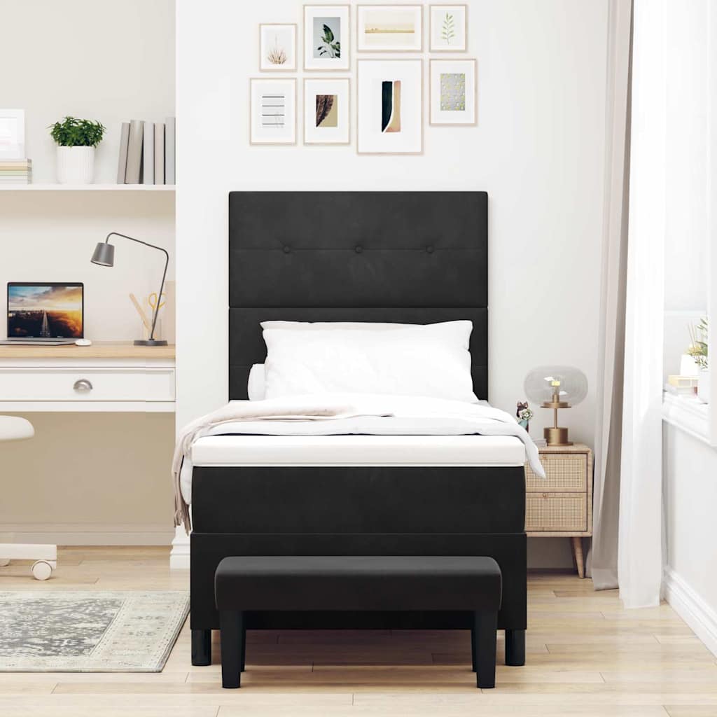 Box spring seng med hovedgærde Sort 200 x 80 cm Fløjl