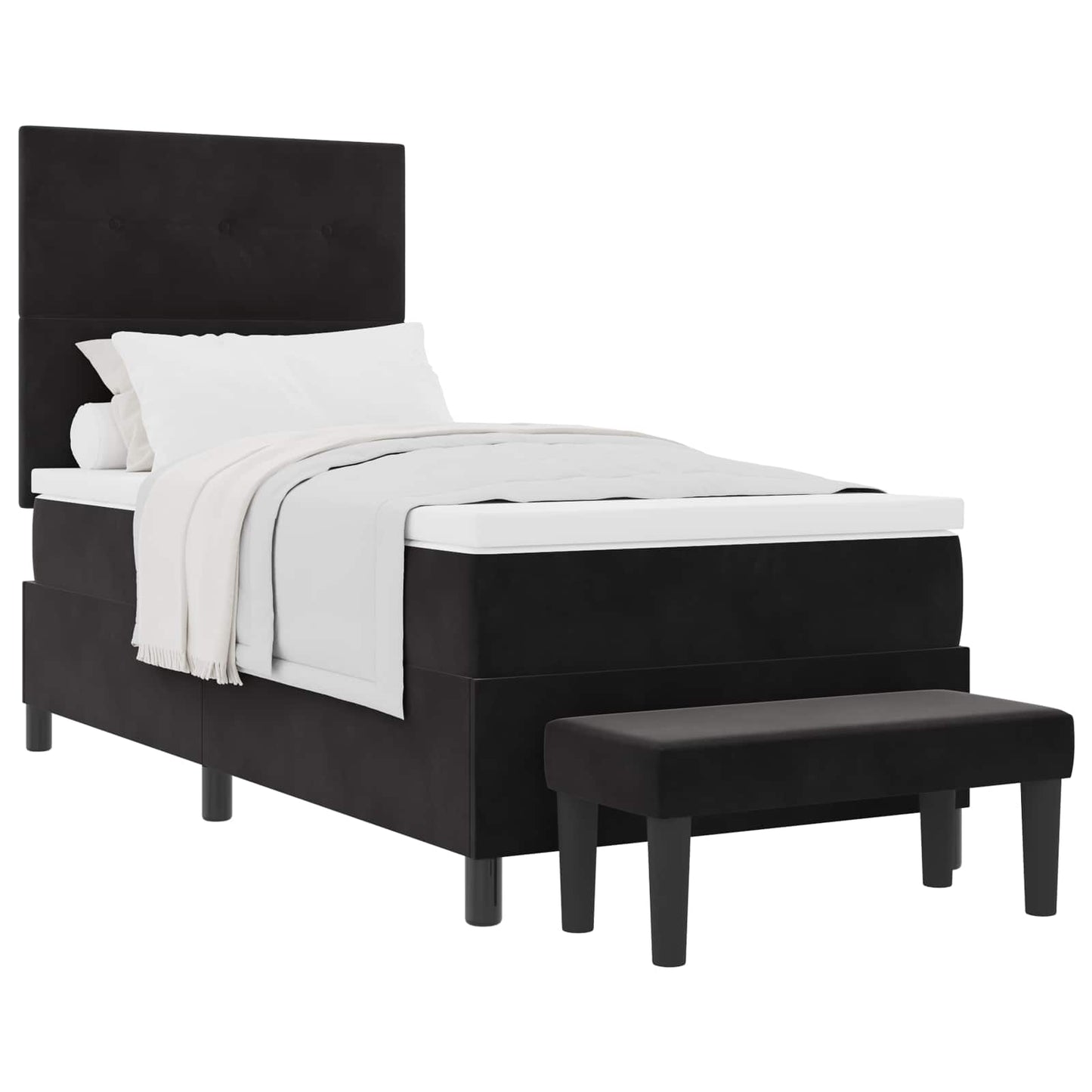 Box spring seng med hovedgærde Sort 200 x 80 cm Fløjl
