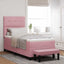 Box spring seng med pude Lyserød 190 x 90 cm Fløjl