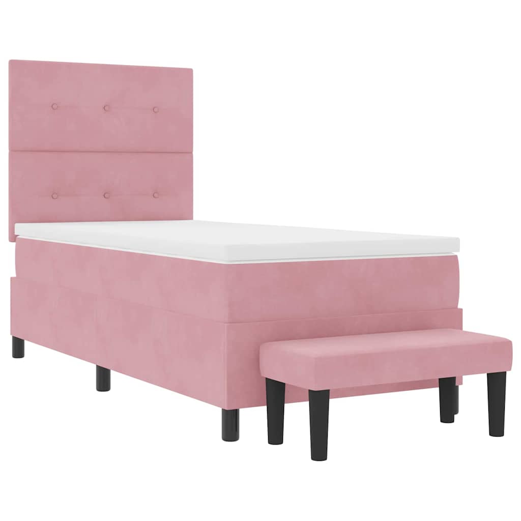 Box spring seng med pude Lyserød 190 x 90 cm Fløjl