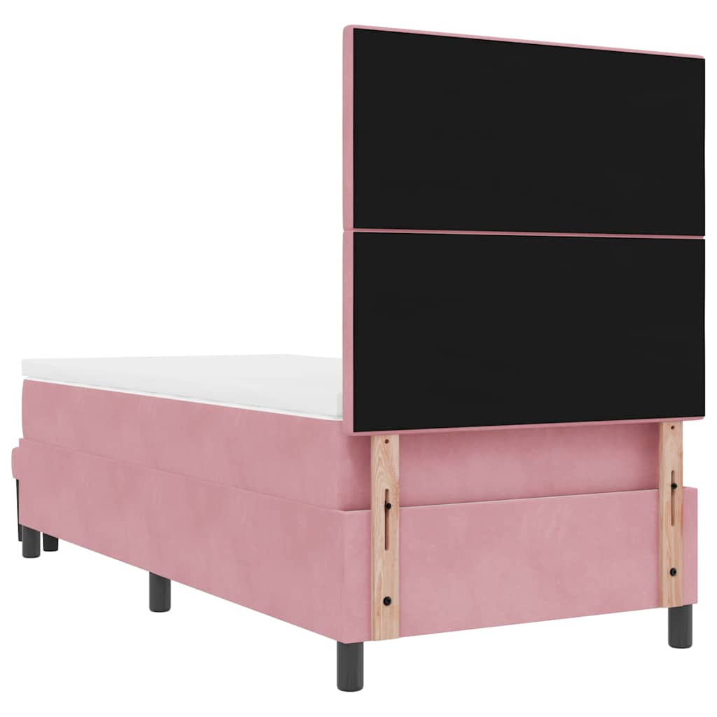 Box spring seng med pude Lyserød 190 x 90 cm Fløjl