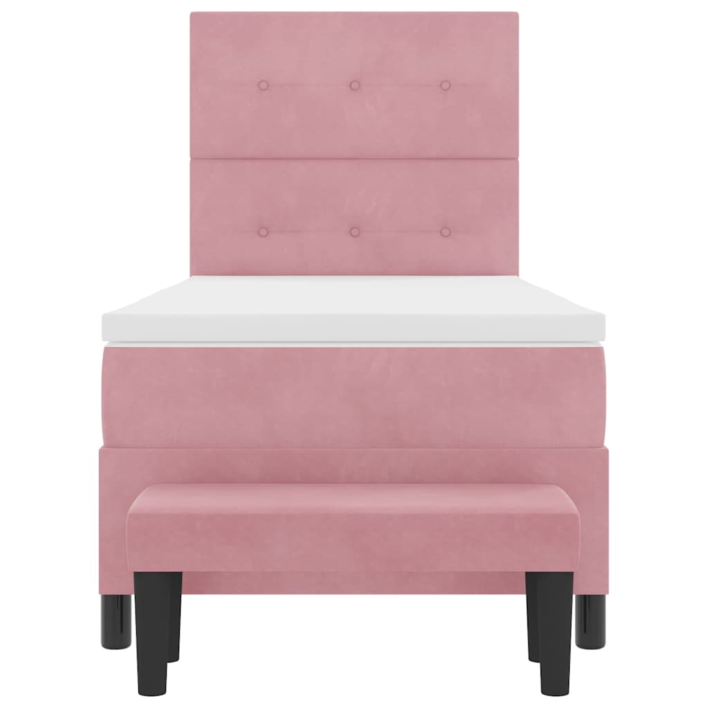 Box spring seng med pude Lyserød 190 x 90 cm Fløjl