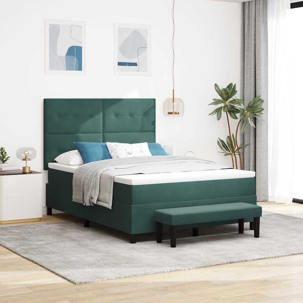 Box spring seng med hovedgærde Mørkegrøn 200 x 160 cm Fløjl