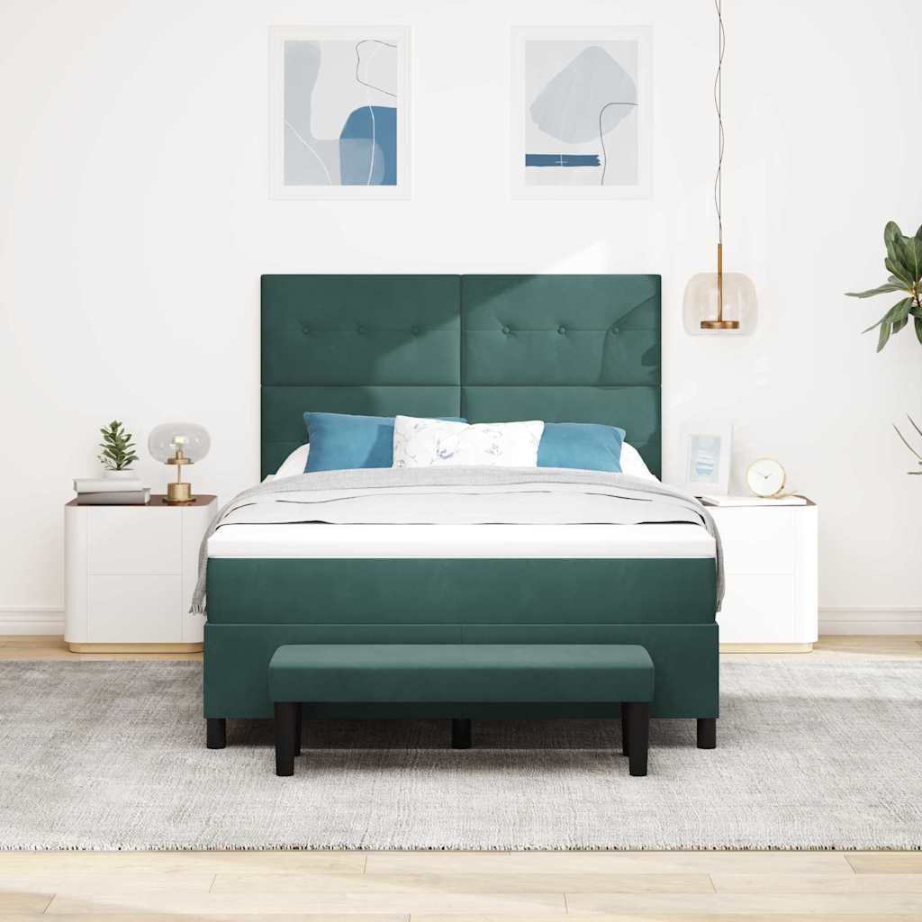 Box spring seng med hovedgærde Mørkegrøn 200 x 160 cm Fløjl