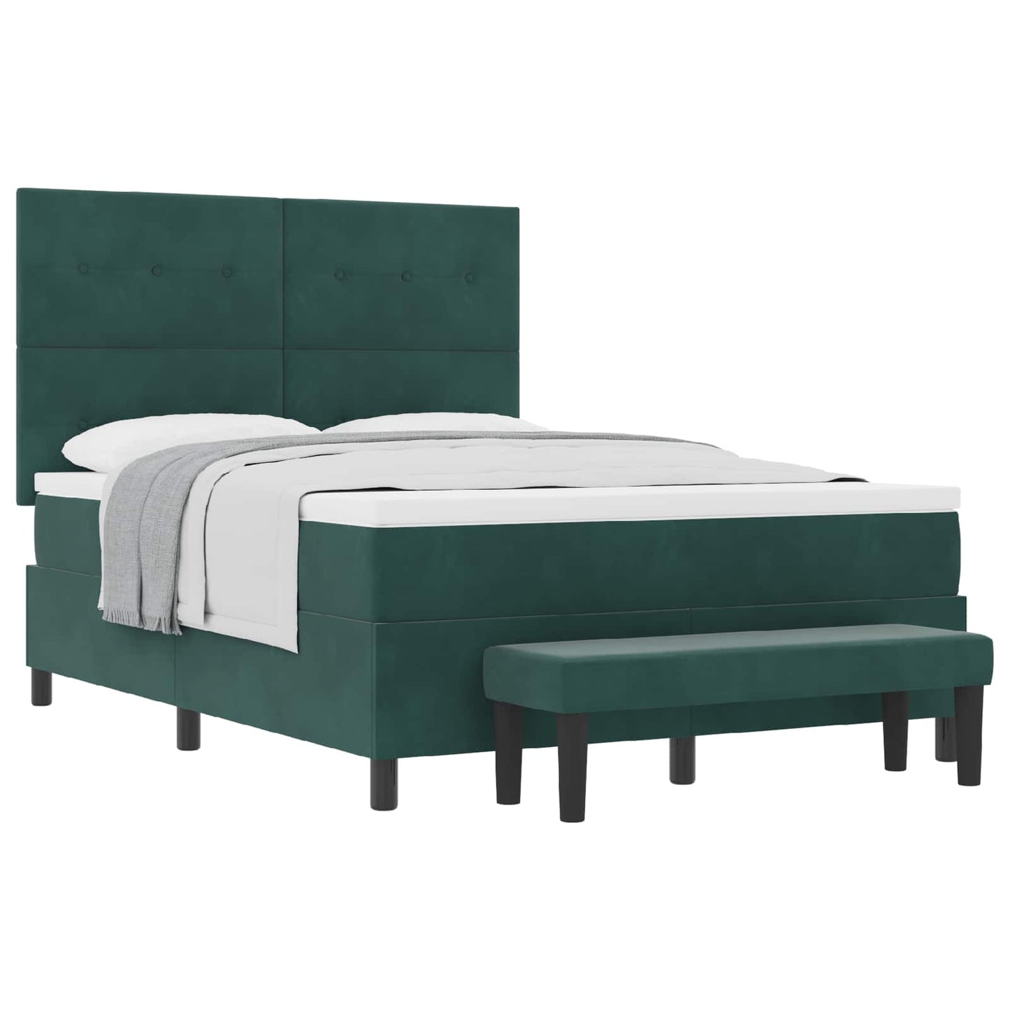 Box spring seng med hovedgærde Mørkegrøn 200 x 160 cm Fløjl