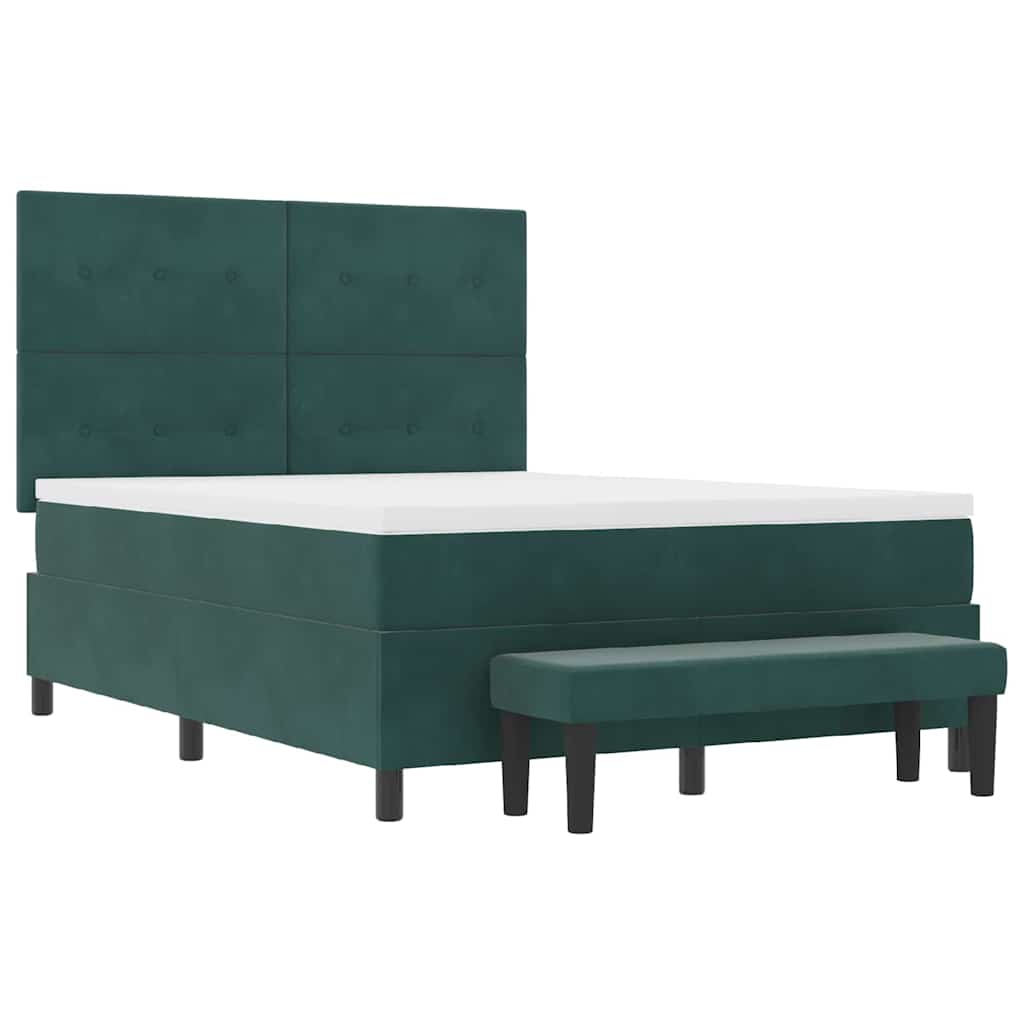 Box spring seng med hovedgærde Mørkegrøn 200 x 160 cm Fløjl
