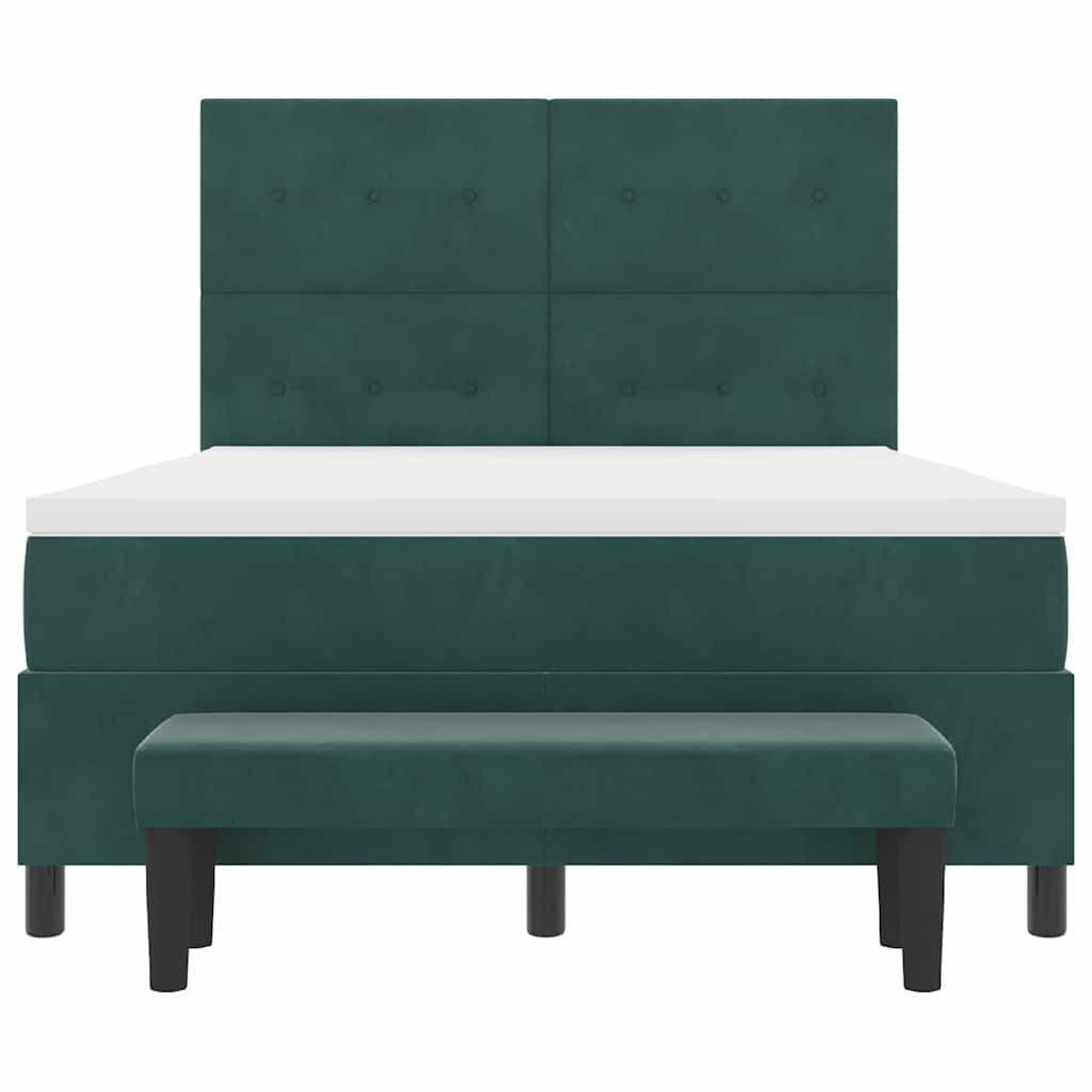 Box spring seng med hovedgærde Mørkegrøn 200 x 160 cm Fløjl