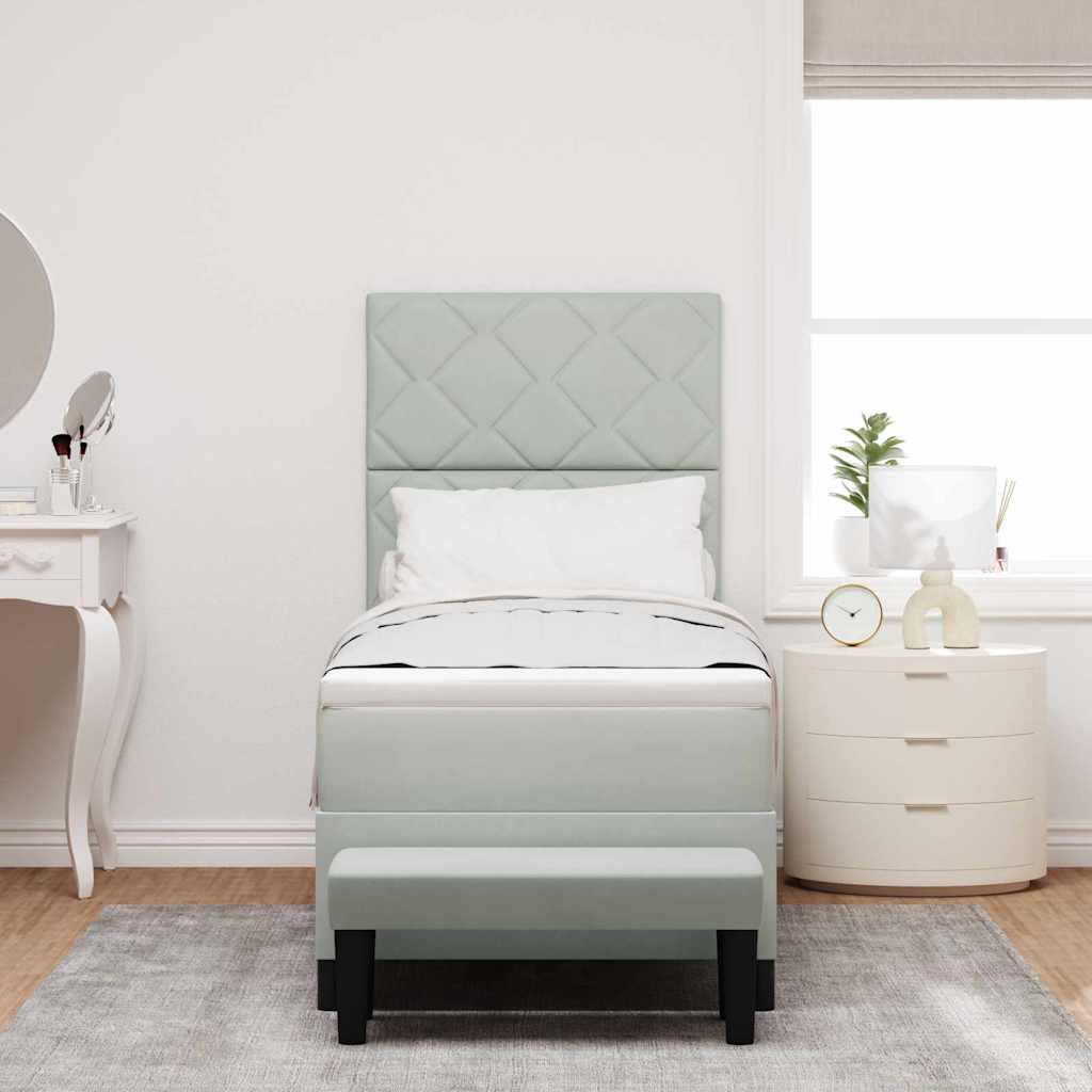 Box spring seng med hovedgærde Lysegrå 200 x 80 cm Fløjl