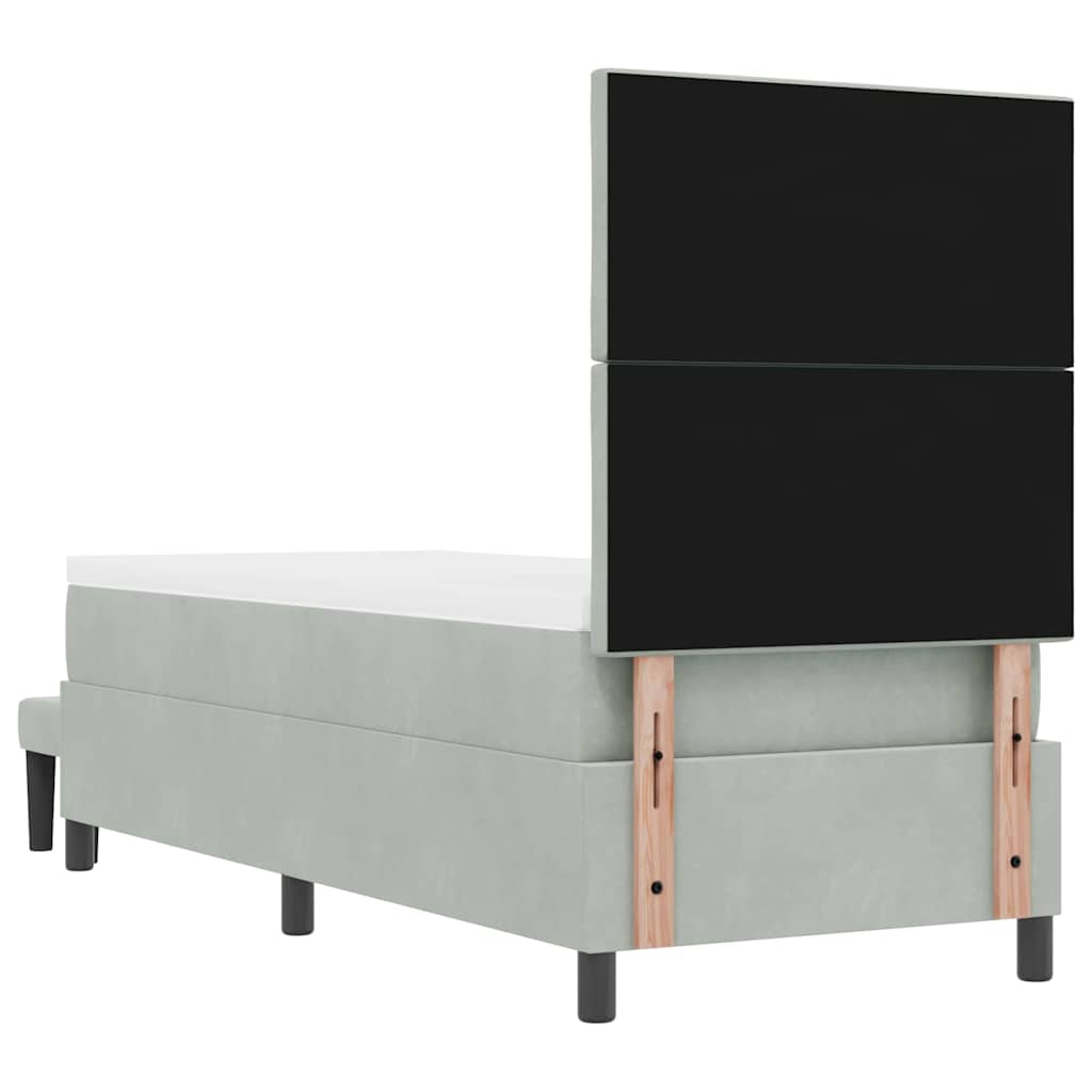 Box spring seng med hovedgærde Lysegrå 200 x 80 cm Fløjl