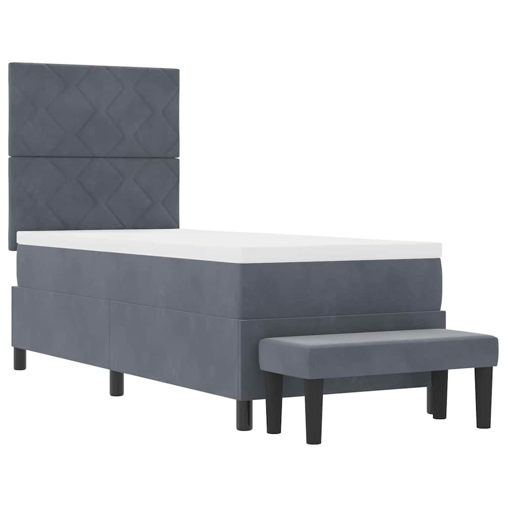 Box spring seng med hovedgærde Mørkegrå 200 x 80 cm Fløjl