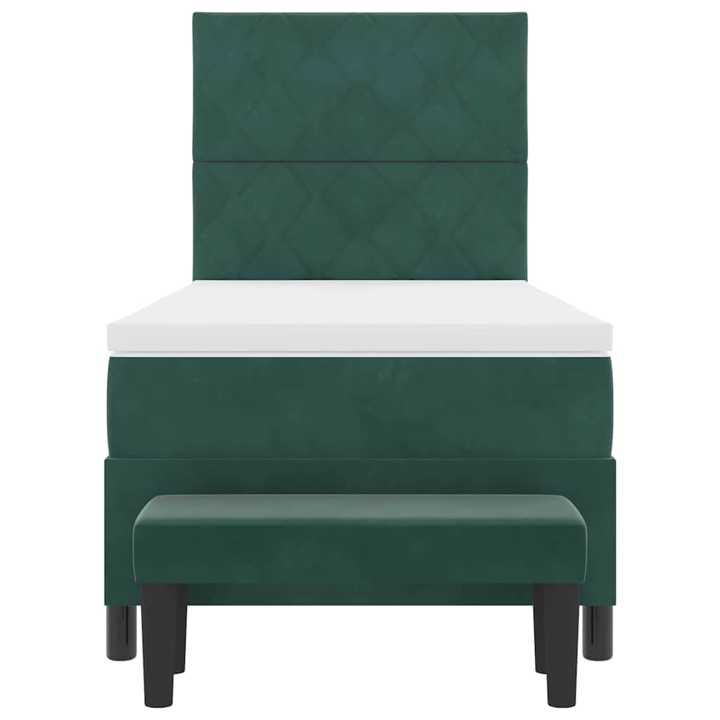 Box spring seng med hovedgærde Mørkegrøn 190 x 90 cm Fløjl