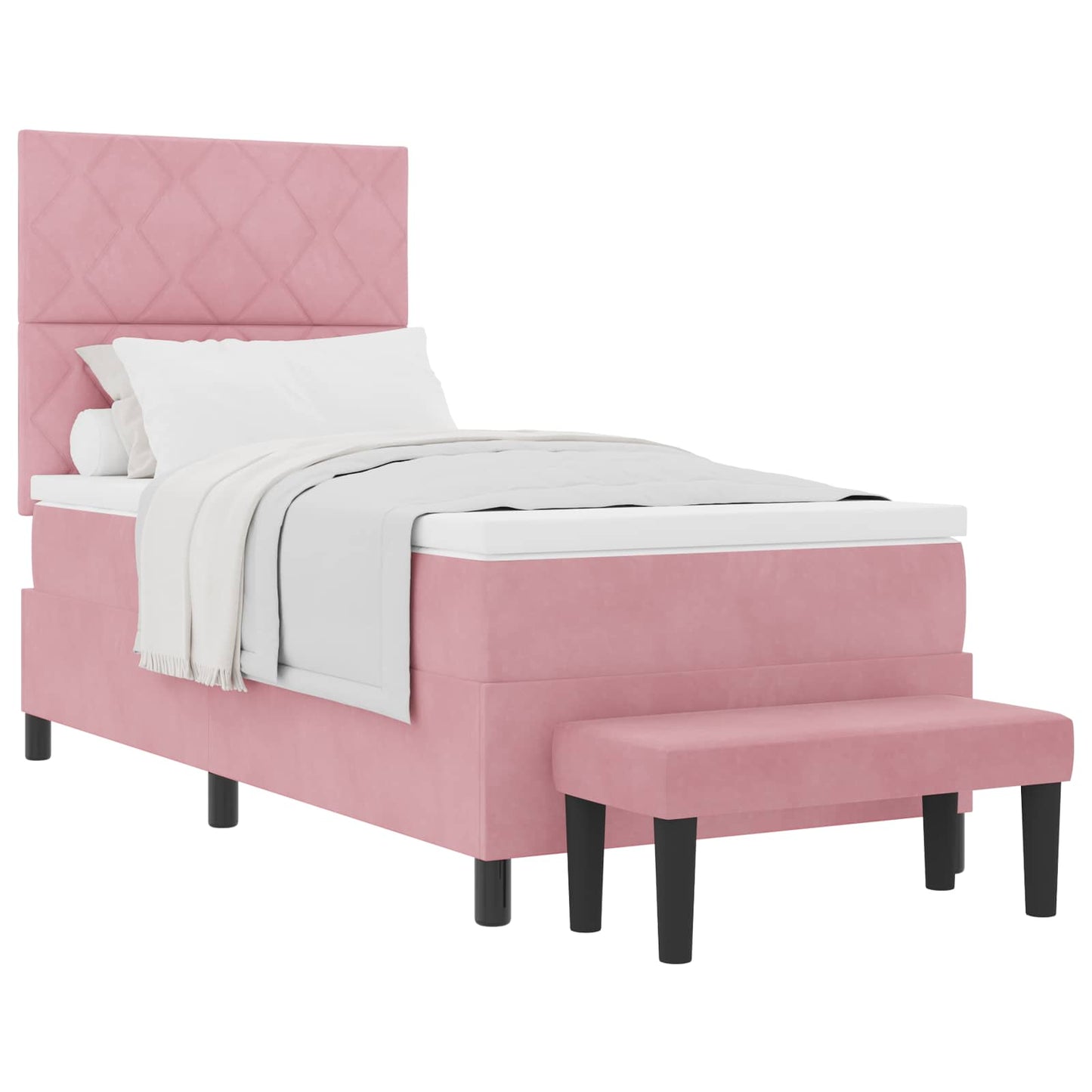 Box spring seng med hovedgærde Lyserød 190 x 90 cm Fløjl