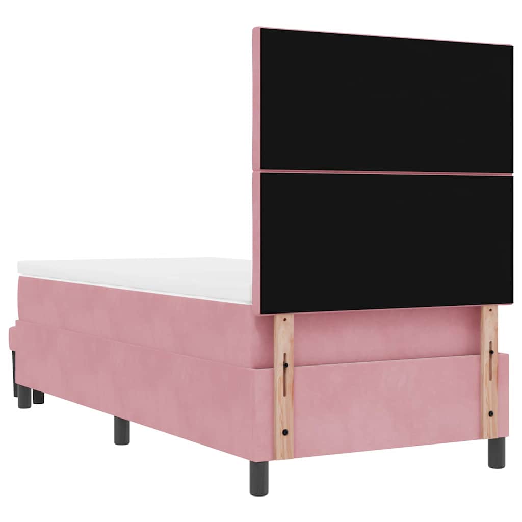 Box spring seng med hovedgærde Lyserød 190 x 90 cm Fløjl