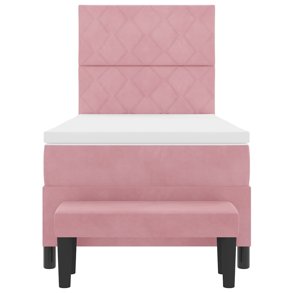 Box spring seng med hovedgærde Lyserød 190 x 90 cm Fløjl