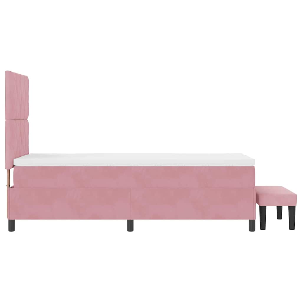 Box spring seng med hovedgærde Lyserød 190 x 90 cm Fløjl