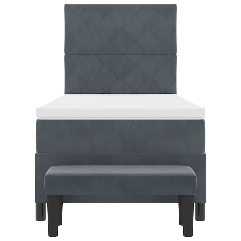 Box spring seng med hovedgærde Mørkegrå 200 x 90 cm Fløjl