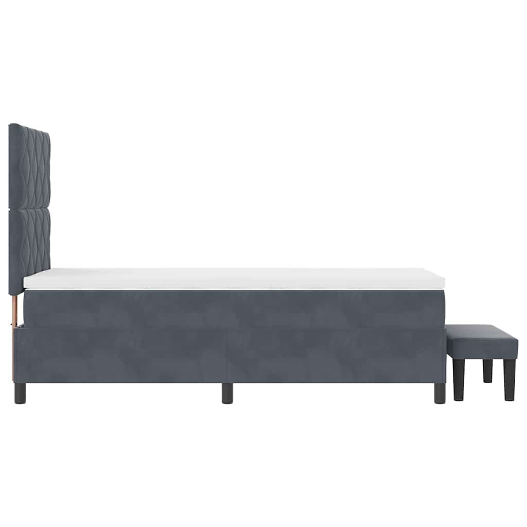 Box spring seng med hovedgærde Mørkegrå 200 x 90 cm Fløjl