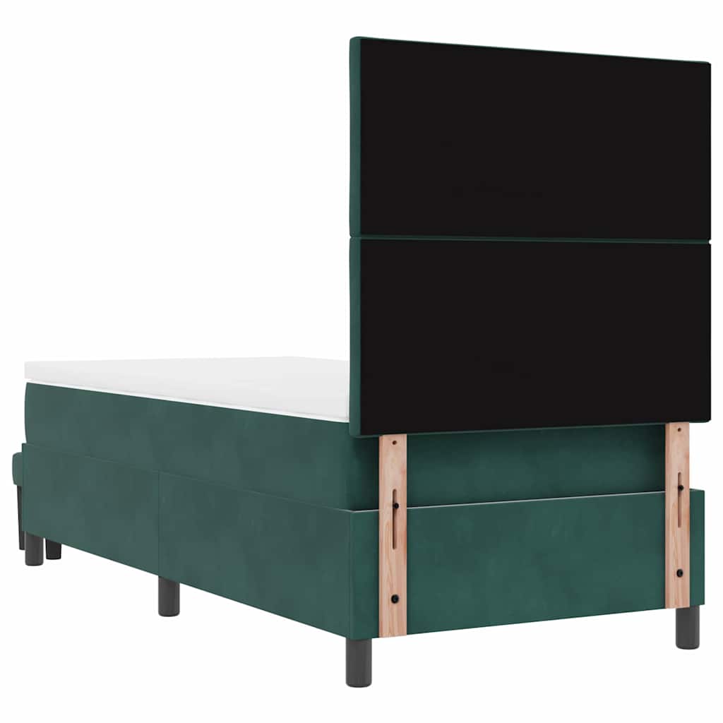 Box spring seng med hovedgærde Mørkegrøn 200 x 90 cm Fløjl