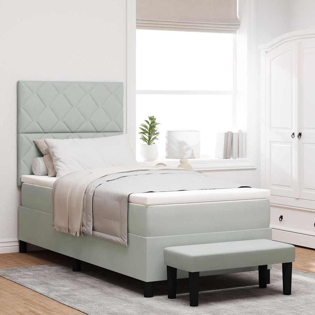 Box spring seng med hovedgærde Lysegrå 200 x 100 cm Fløjl