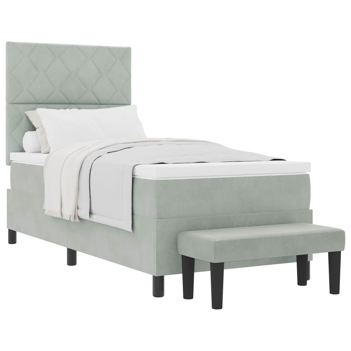 Box spring seng med hovedgærde Lysegrå 200 x 100 cm Fløjl