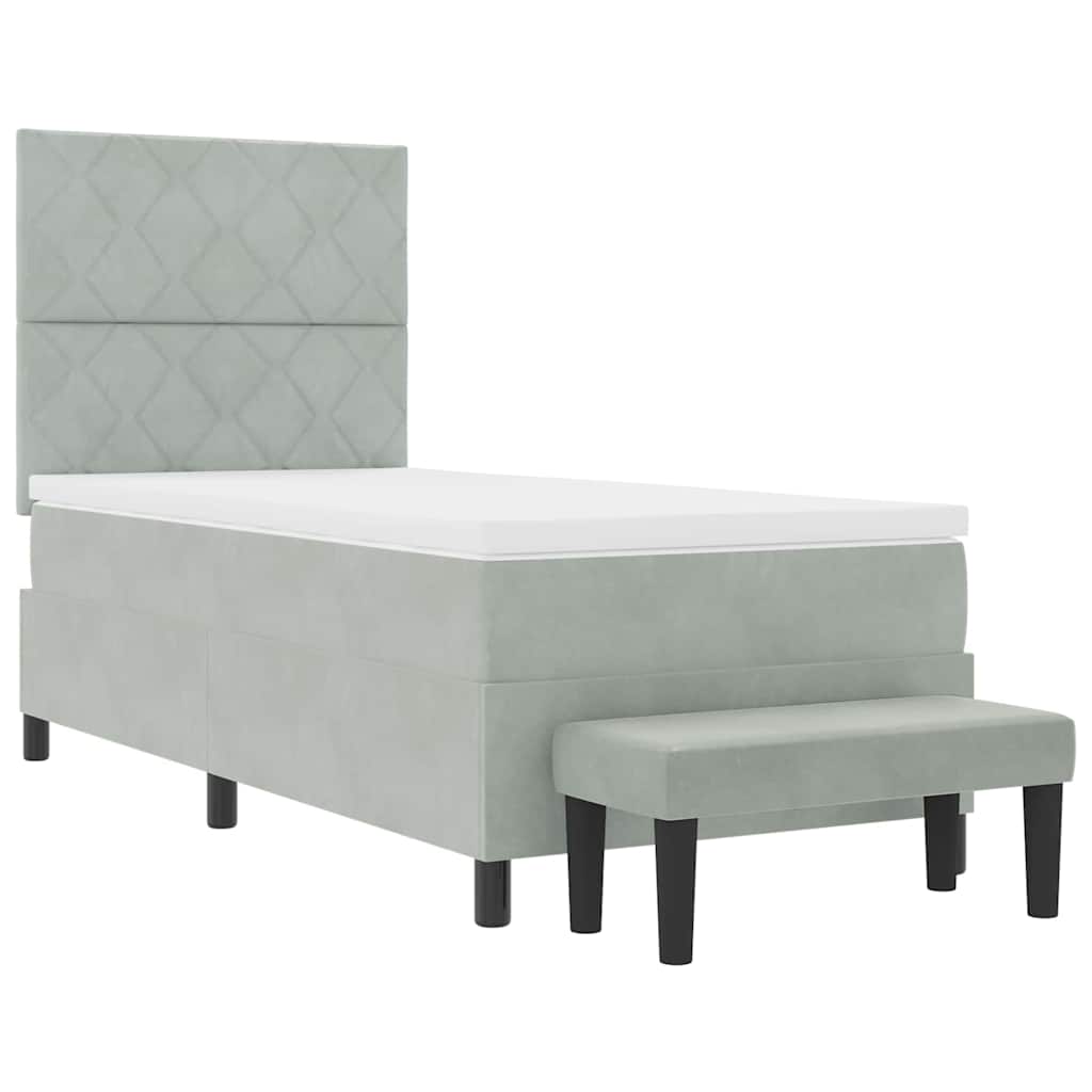 Box spring seng med hovedgærde Lysegrå 200 x 100 cm Fløjl