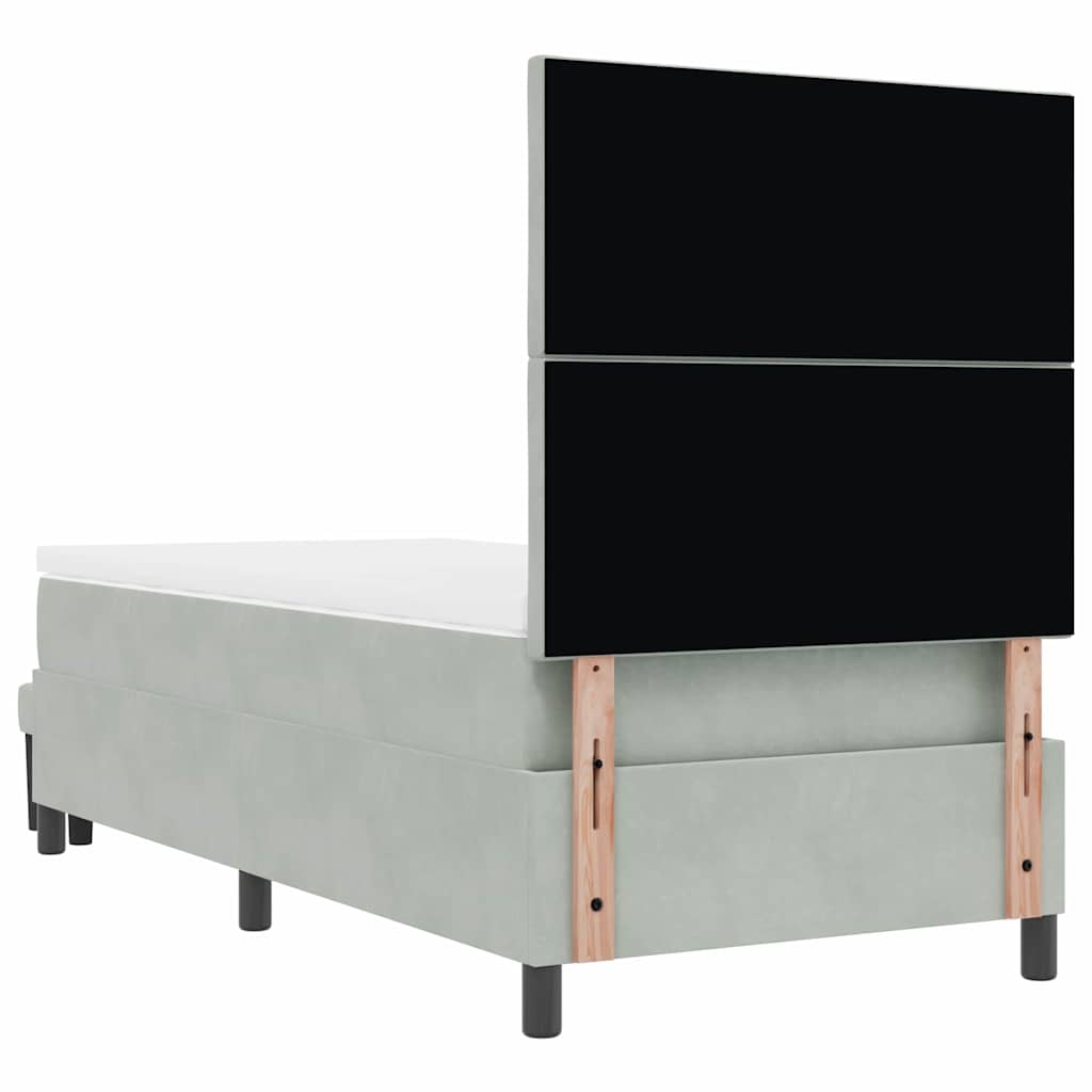Box spring seng med hovedgærde Lysegrå 200 x 100 cm Fløjl