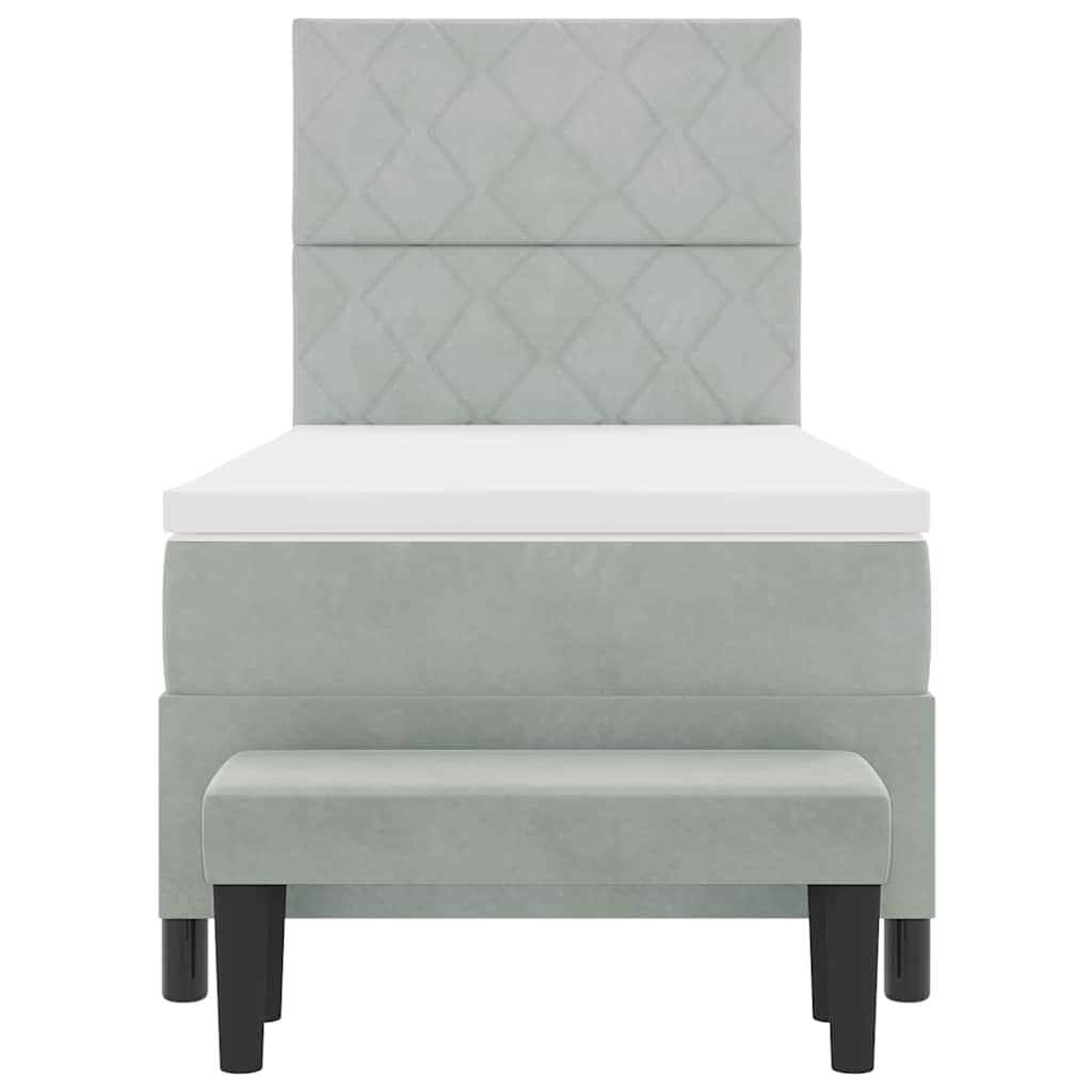 Box spring seng med hovedgærde Lysegrå 200 x 100 cm Fløjl