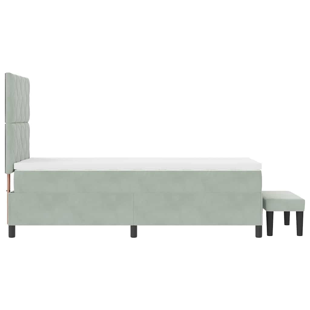 Box spring seng med hovedgærde Lysegrå 200 x 100 cm Fløjl