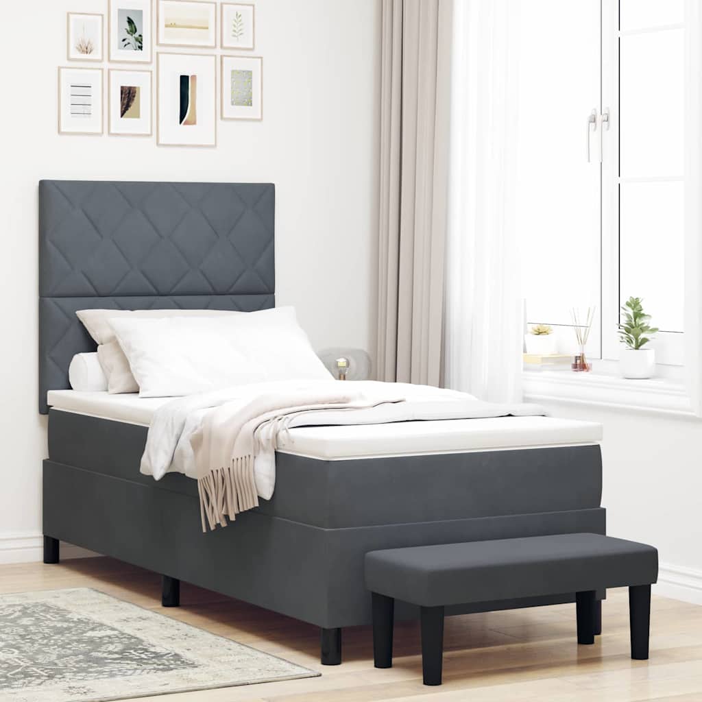 Box spring seng med hovedgærde Mørkegrå 200 x 100 cm Fløjl