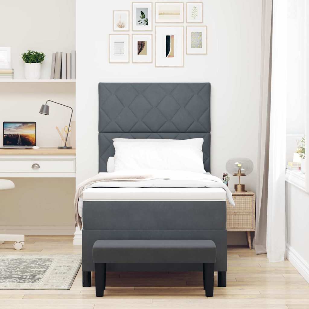 Box spring seng med hovedgærde Mørkegrå 200 x 100 cm Fløjl