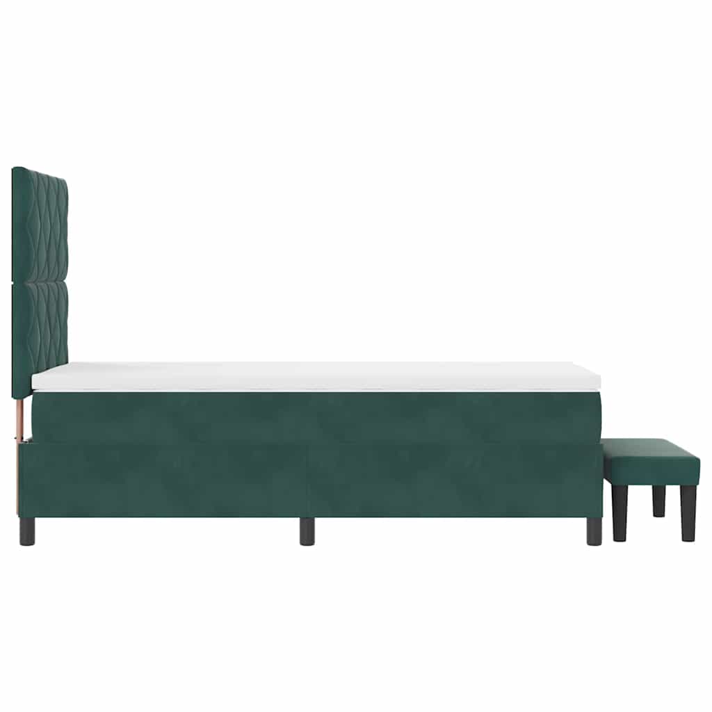 Box spring seng med hovedgærde Mørkegrøn 200 x 100 cm Fløjl