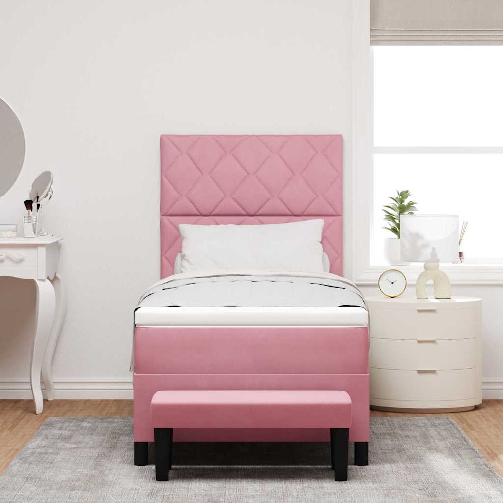 Box spring seng med pude Lyserød 200 x 100 cm Fløjl