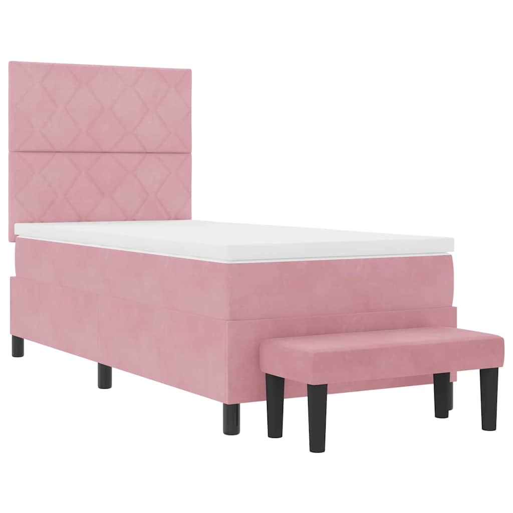 Box spring seng med pude Lyserød 200 x 100 cm Fløjl