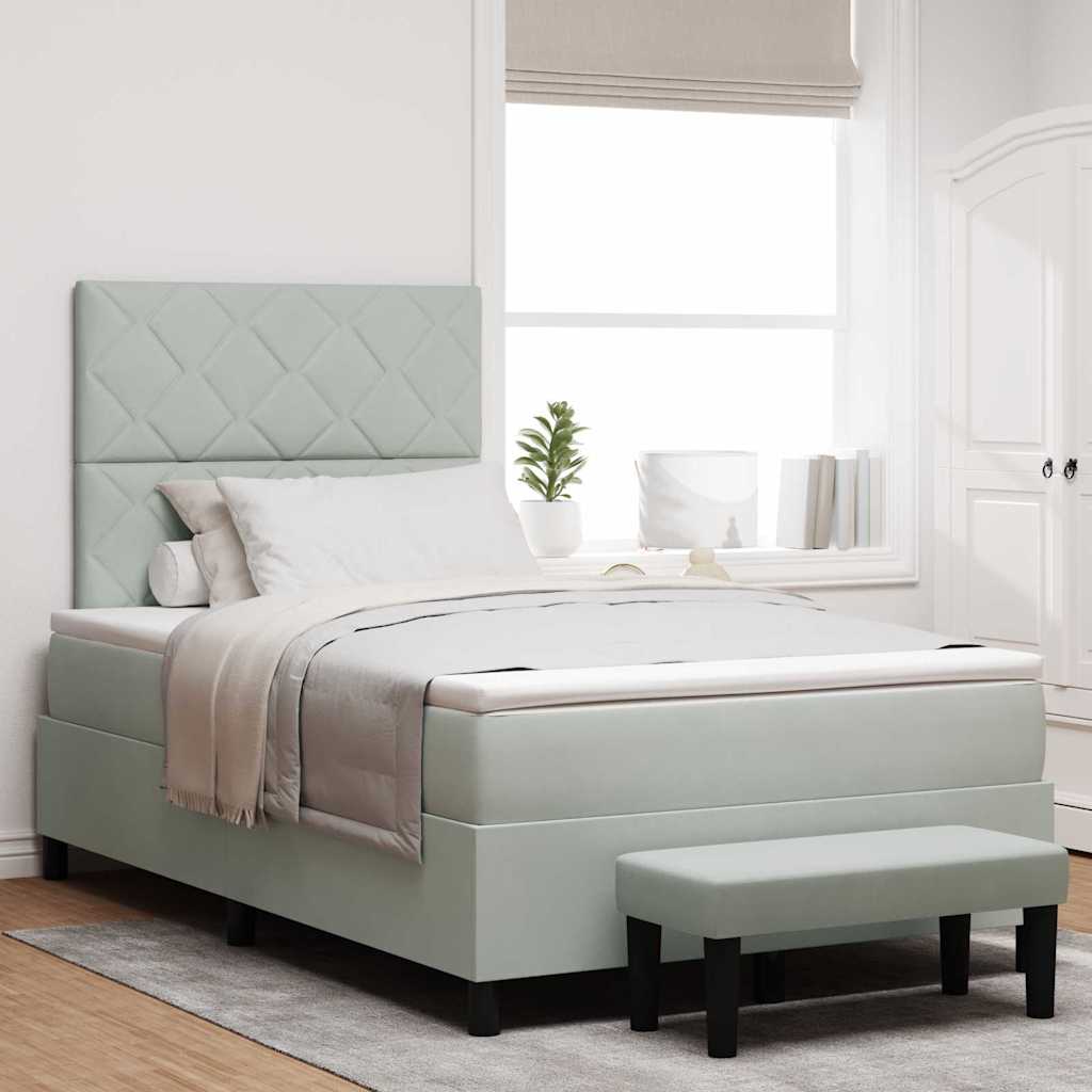 Box spring seng med hovedgærde Lysegrå 190 x 120 cm Fløjl