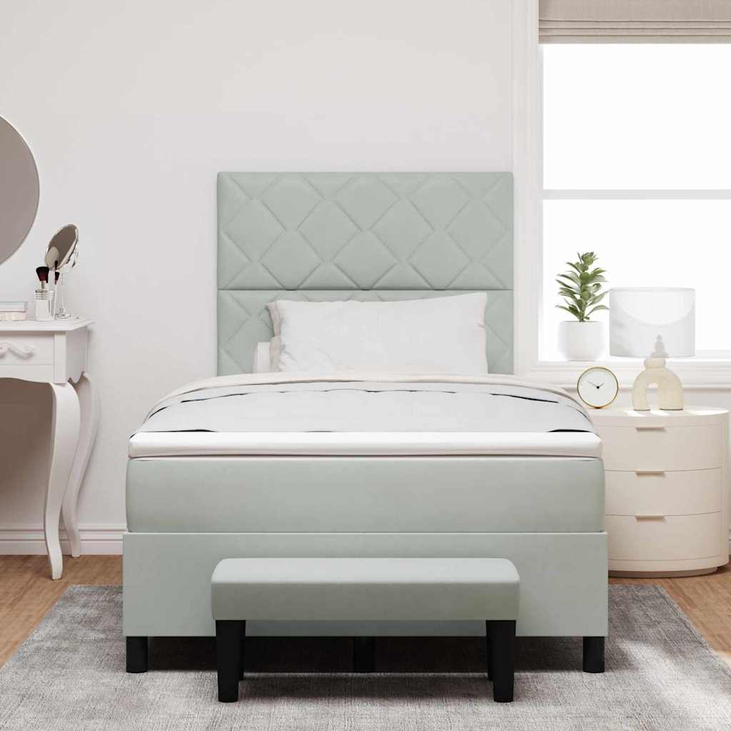 Box spring seng med hovedgærde Lysegrå 190 x 120 cm Fløjl