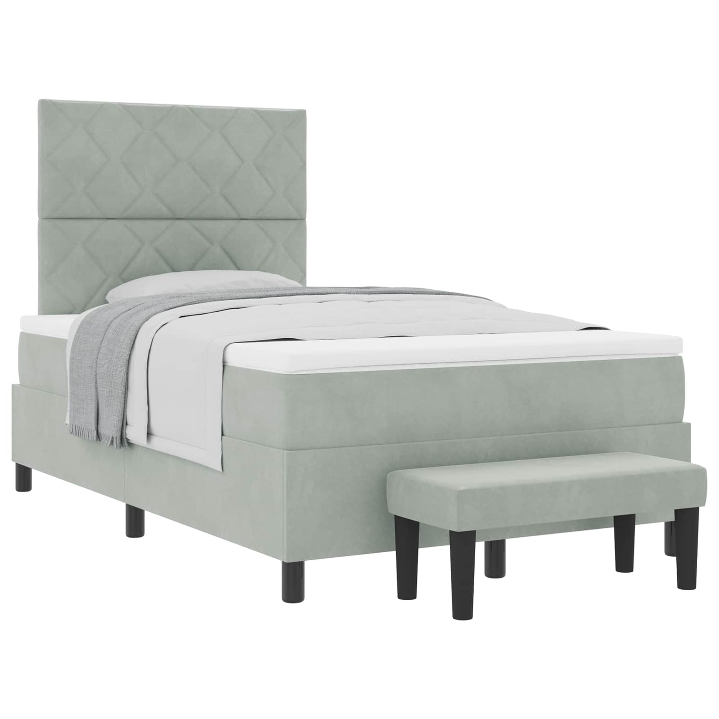 Box spring seng med hovedgærde Lysegrå 190 x 120 cm Fløjl