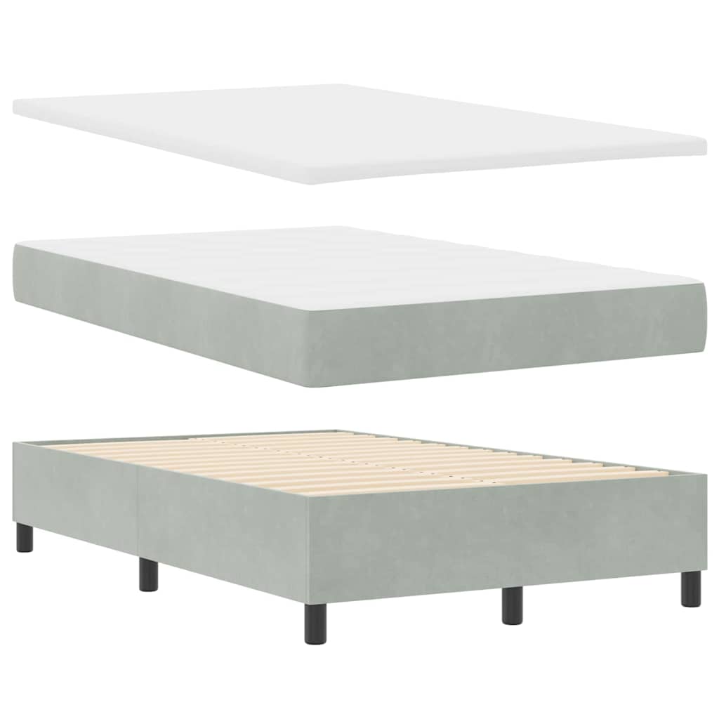 Box spring seng med hovedgærde Lysegrå 190 x 120 cm Fløjl